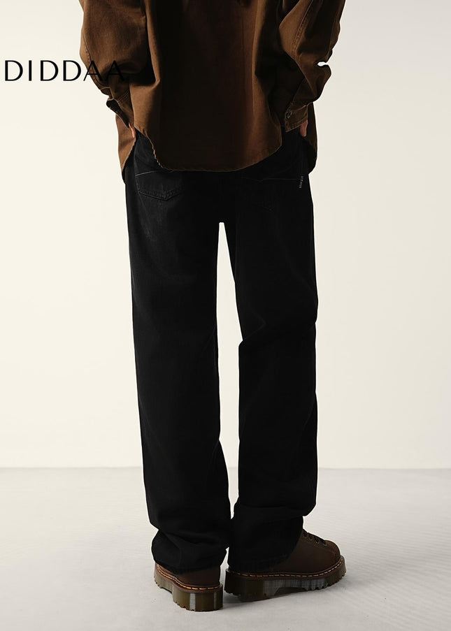 Black Loose Wide Straight Jeans for Men Casual Trend - Men’s Jeans