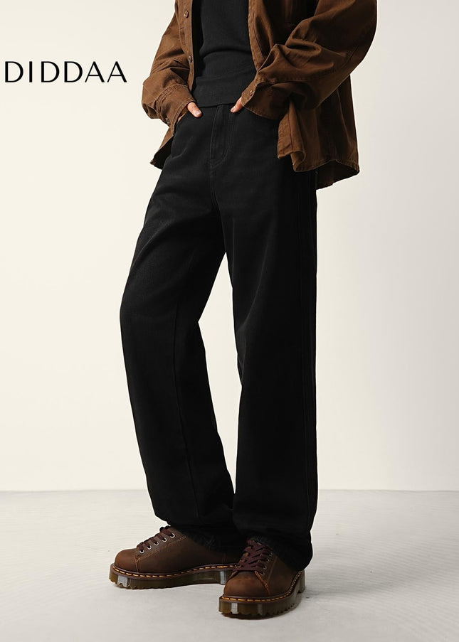 Black Loose Wide Straight Jeans for Men Casual Trend - Men’s Jeans