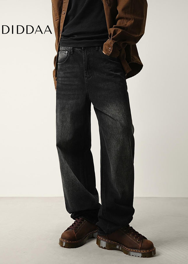Black Loose Wide Straight Jeans for Men - High Quality - Men’s Jeans