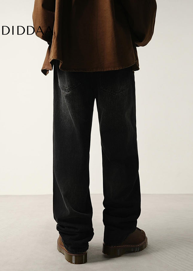 Black Loose Wide Straight Jeans for Men - High Quality - Men’s Jeans