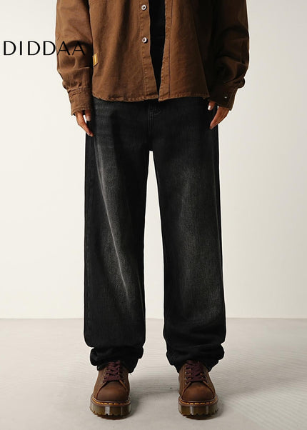 Black Loose Wide Straight Jeans for Men - High Quality - Men’s Jeans