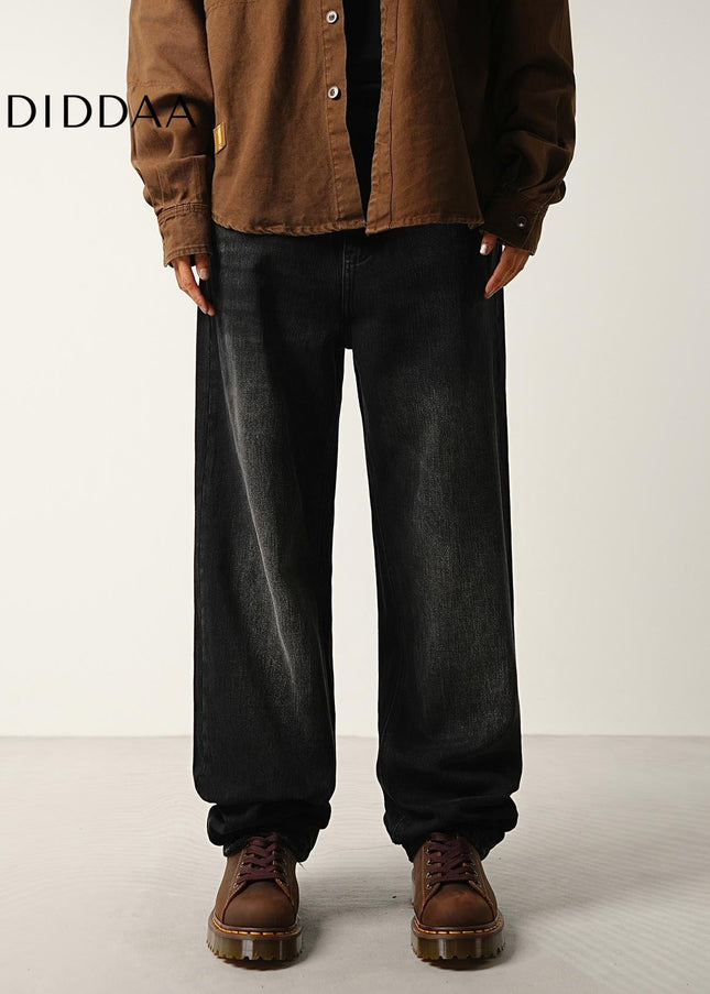 Black Loose Wide Straight Jeans for Men - High Quality - Men’s Jeans