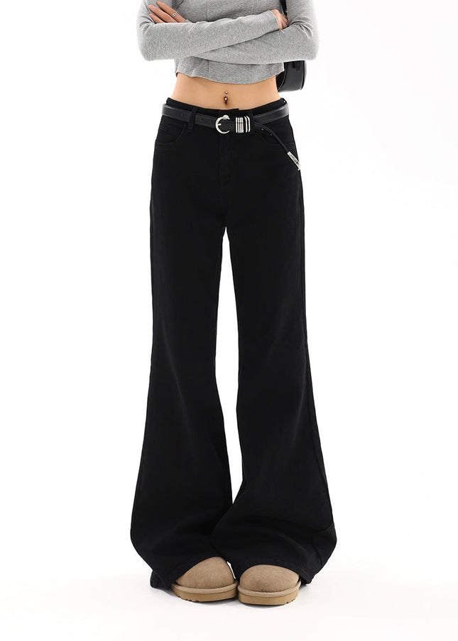 Black Low-Rise Bootcut Jeans Women’s Retro Flared Pants - Women’s Jeans