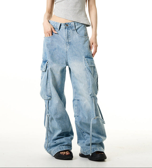 Black Multi-Pocket Cargo Jeans for Handsome Style - Women’s Jeans