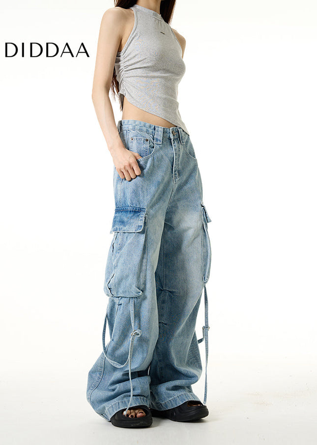 Black Multi-Pocket Cargo Jeans for Handsome Style - Women’s Jeans