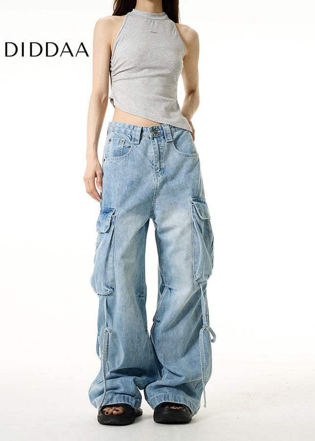 Black Multi-Pocket Cargo Jeans for Handsome Style - Women’s Jeans