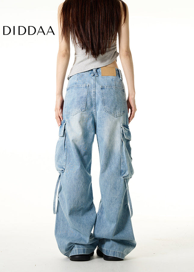 Black Multi-Pocket Cargo Jeans for Handsome Style - Women’s Jeans