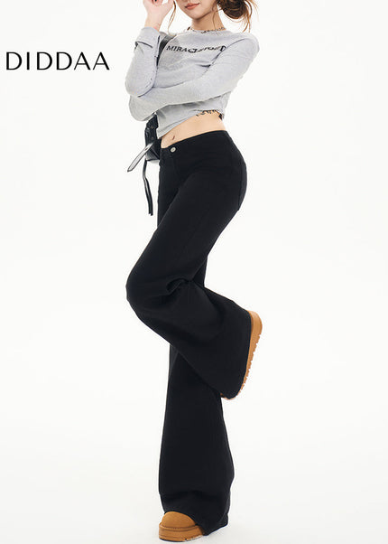 Black Non-Stick Flared Pants Women’s Wide-Leg Jeans - Women’s Jeans