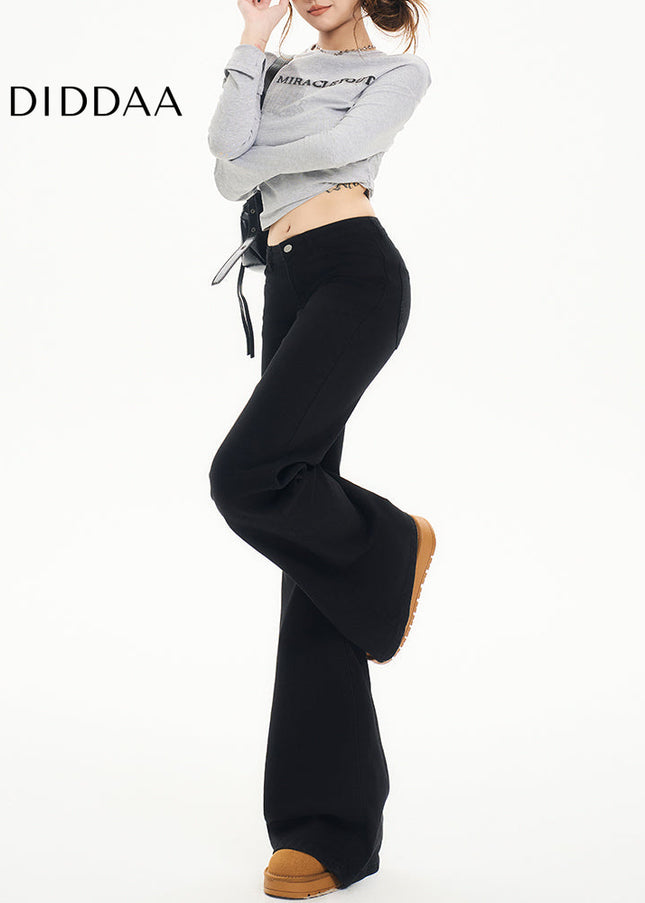 Black Non-Stick Flared Pants Women’s Wide-Leg Jeans - Women’s Jeans