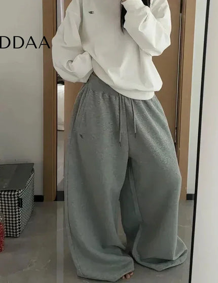Black Oversize Cotton Jogger Pants with Drawstring - Light Grey / S - Unisex Sweatpants