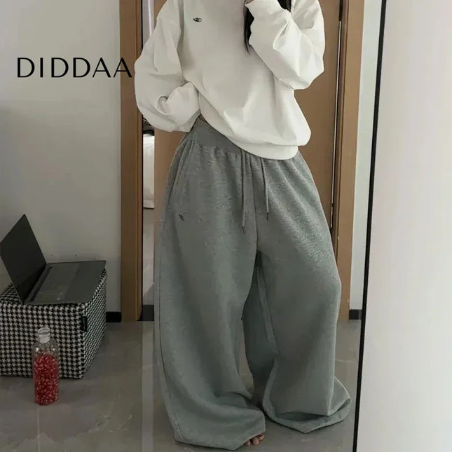 Black Oversize Cotton Jogger Pants with Drawstring - Light Grey / S - Unisex Sweatpants