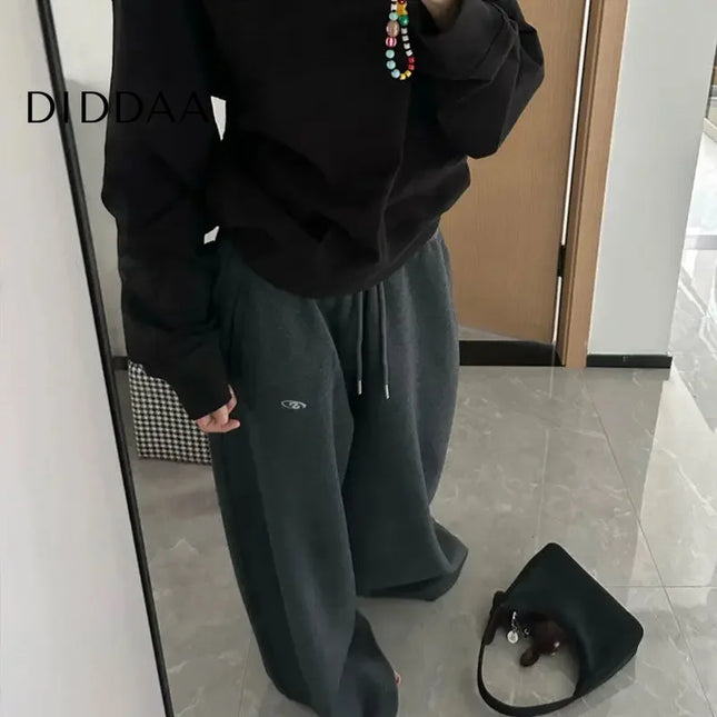 Black Oversize Cotton Jogger Pants with Drawstring - Unisex Sweatpants