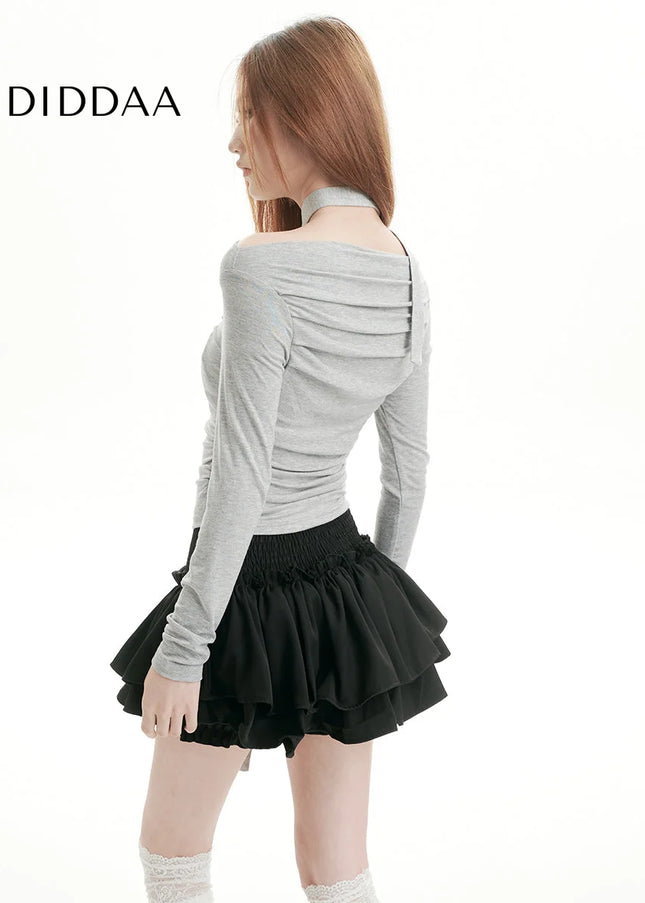 Black Pleated Cake Skirt Sweet College Style for Women - Skirts