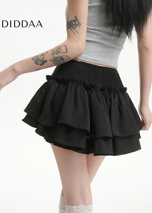 Black Pleated Cake Skirt Women’s Ballet College Style - Skirts