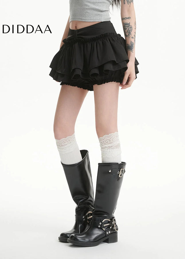 Black Pleated Cake Skirt Women’s Ballet College Style - Skirts