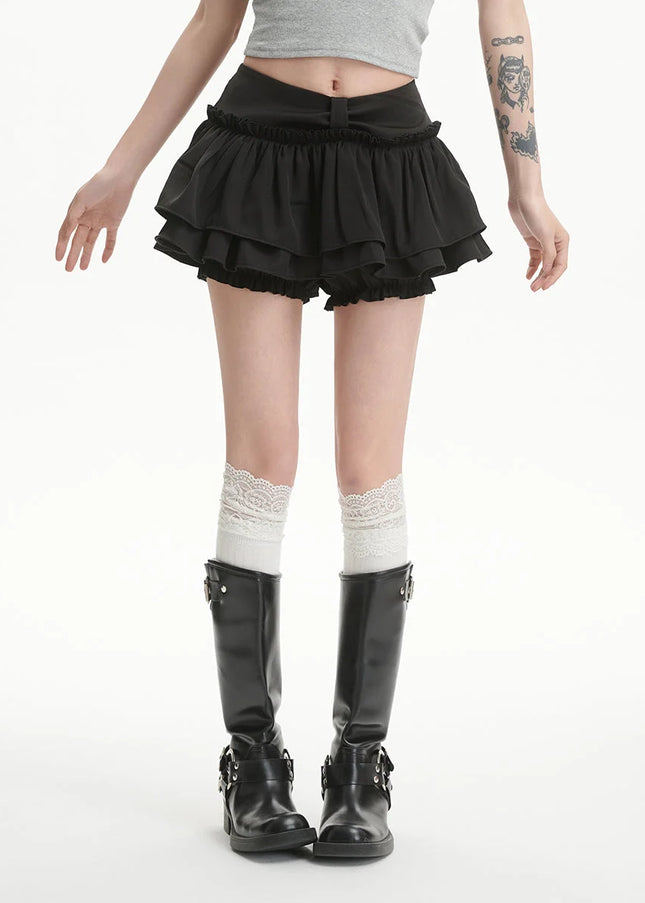 Black Pleated Cake Skirt Women’s Ballet College Style - Skirts