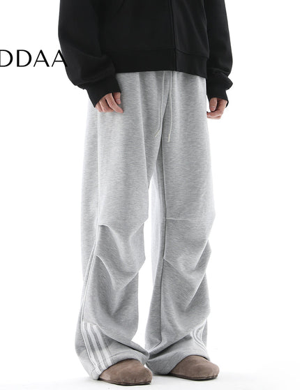 Black Pleated Drape Wide Leg Sweatpants - S / Grey - Unisex Sweatpants