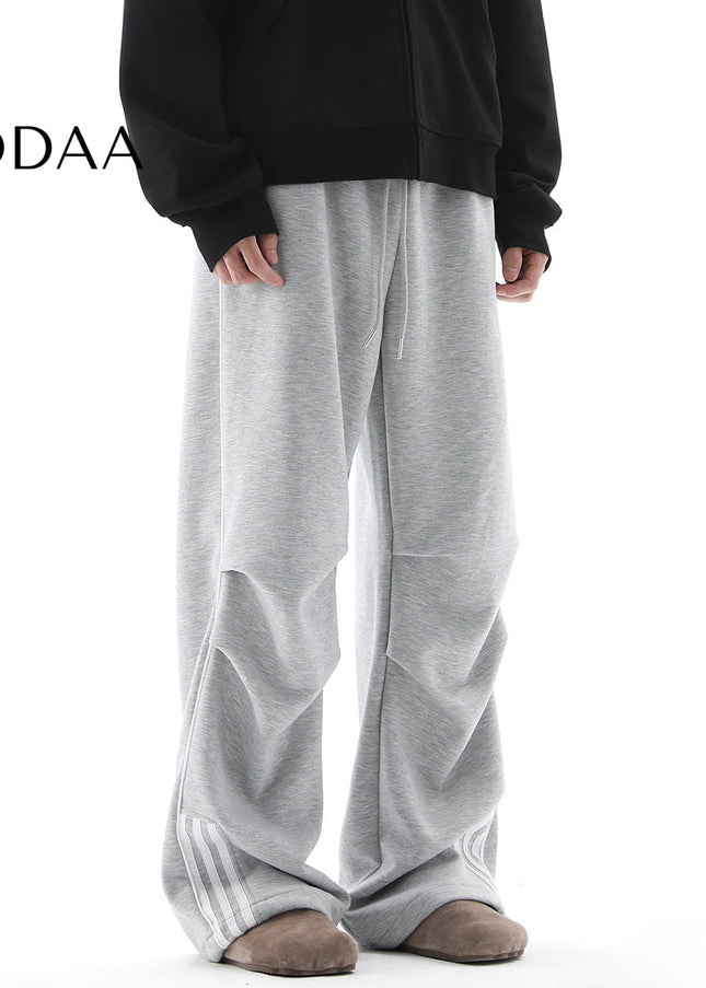 Black Pleated Drape Wide Leg Sweatpants - S / Grey - Unisex Sweatpants