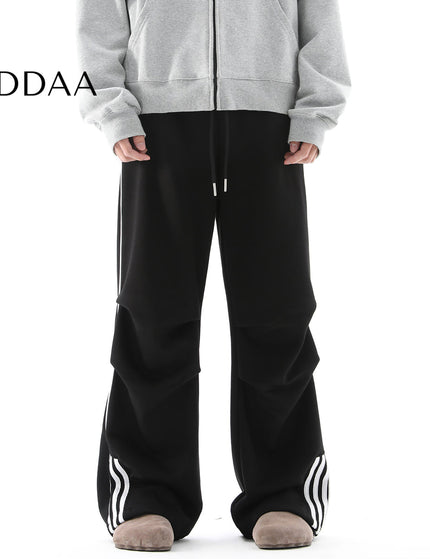 Black Pleated Drape Wide Leg Sweatpants - S / Black - Unisex Sweatpants
