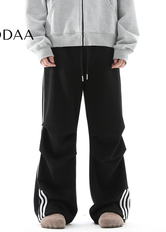 Black Pleated Drape Wide Leg Sweatpants - S / Black - Unisex Sweatpants