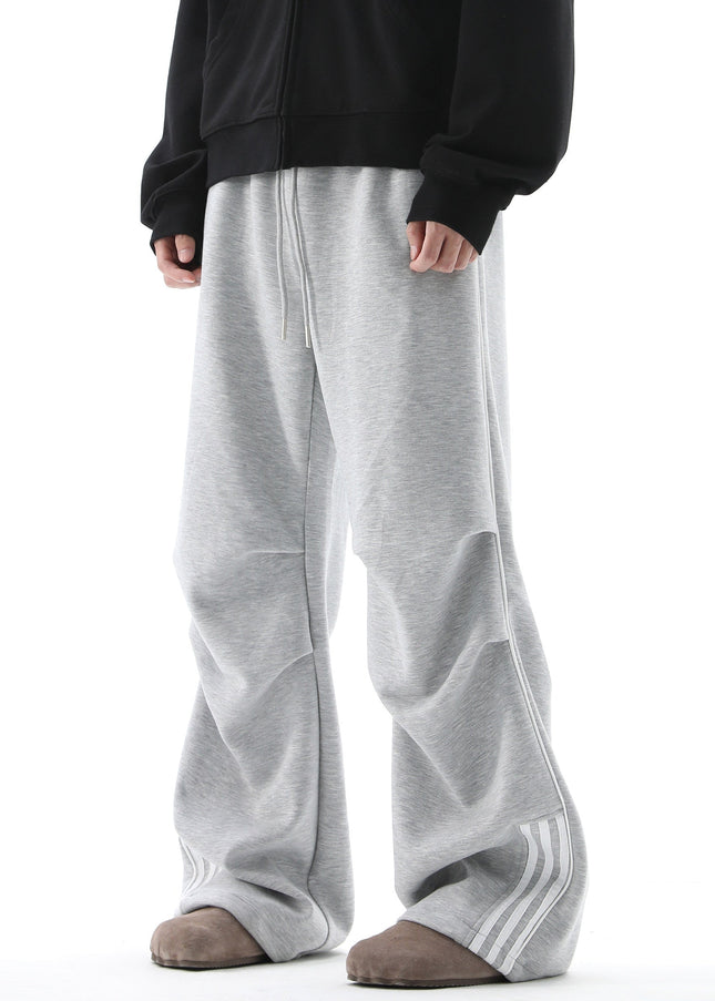 Black Pleated Drape Wide Leg Sweatpants - Unisex Sweatpants