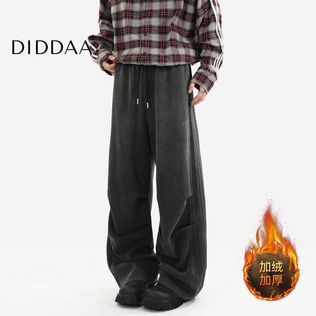 Black Pleated Vintage Athleisure Sweatpants Men - Unisex Sweatpants