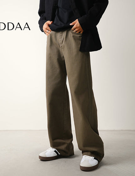 Black Relaxed Wide-Leg Jeans for Men’s Fashion - S / Brown - Men’s Jeans