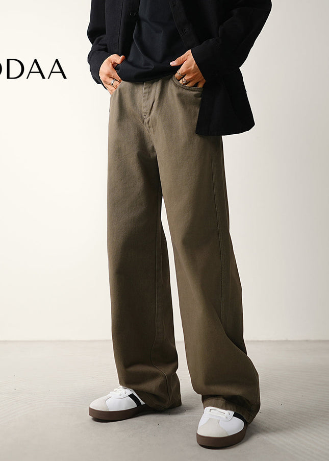 Black Relaxed Wide-Leg Jeans for Men’s Fashion - S / Brown - Men’s Jeans