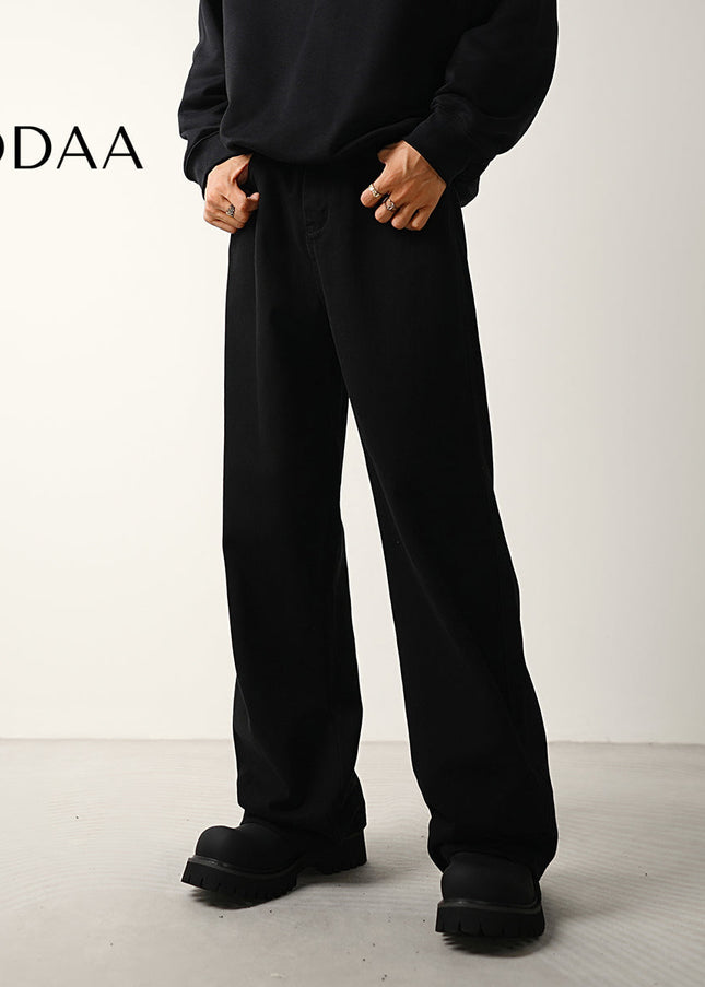 Black Relaxed Wide-Leg Jeans for Men’s Fashion - S / Black - Men’s Jeans