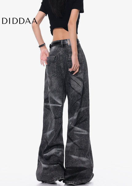 Black Retro Casual Straight Leg Jeans for Women - Women’s Jeans