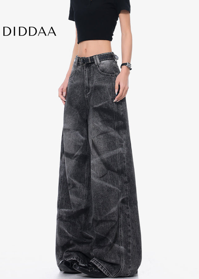 Black Retro Casual Straight Leg Jeans for Women - Women’s Jeans