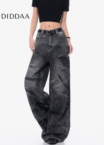 Black Retro Casual Straight Leg Jeans for Women - Women’s Jeans