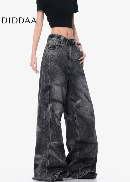 Black Retro Casual Straight Leg Jeans for Women - Women’s Jeans
