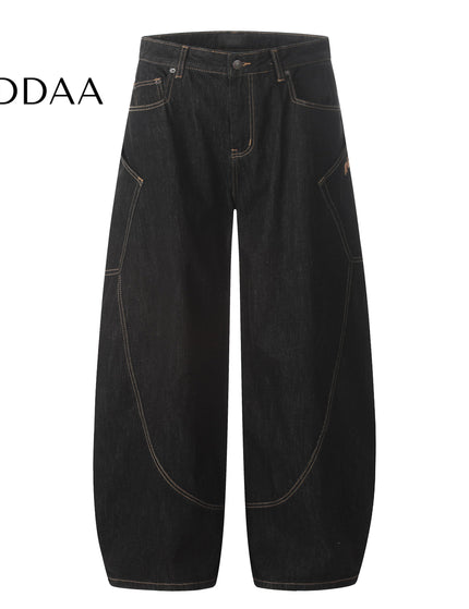 Black Retro Embroidered Wide Leg Denim Jeans - Black / XS - Men’s Jeans