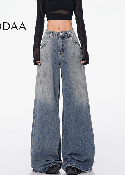 Black Retro Gradient High Waist Wide Leg Jeans - S / Vintage Blue - Women’s Jeans
