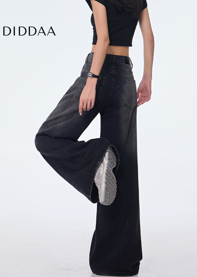 Black Retro Gradient High Waist Wide Leg Jeans - Women’s Jeans