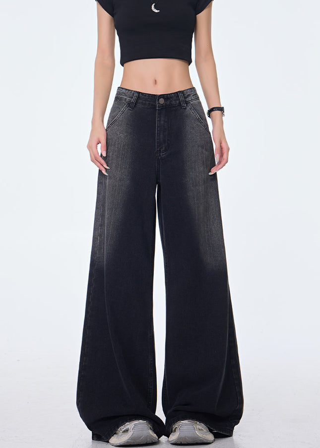 Black Retro Gradient High Waist Wide Leg Jeans - Women’s Jeans