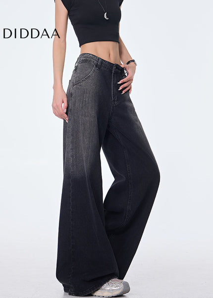 Black Retro Gradient High Waist Wide Leg Jeans - Women’s Jeans