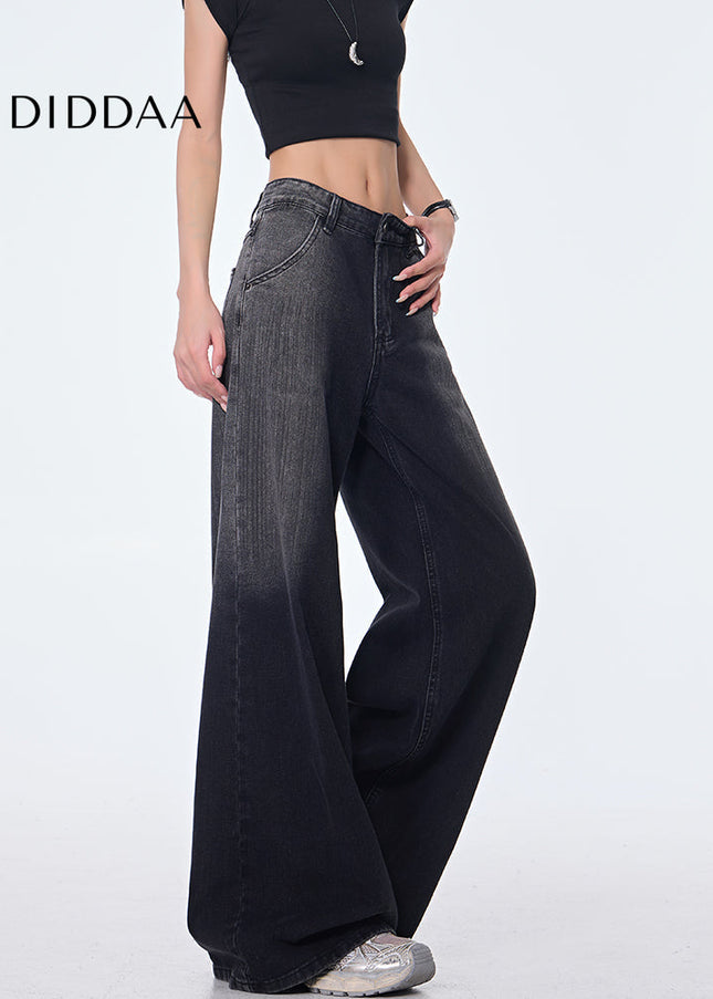 Black Retro Gradient High Waist Wide Leg Jeans - Women’s Jeans
