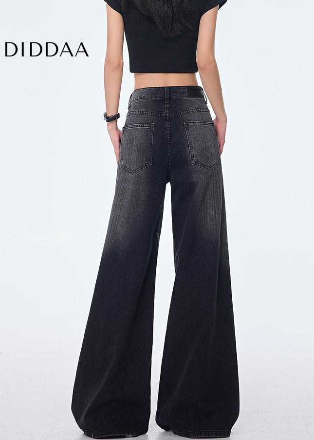 Black Retro Gradient High Waist Wide Leg Jeans - Women’s Jeans