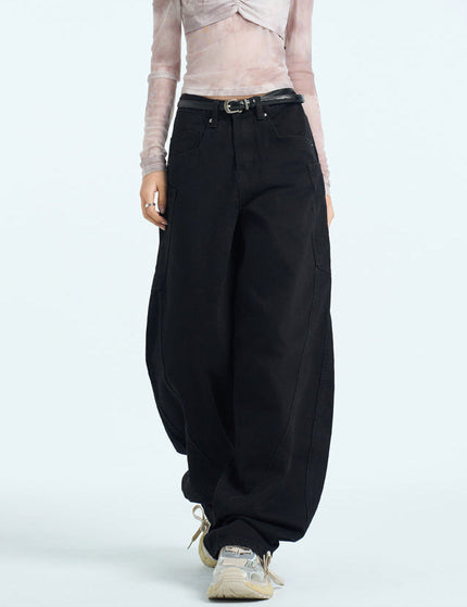 Black Retro Loose Slim Scythe Wide-Leg Pants Women’s - Women’s Jeans