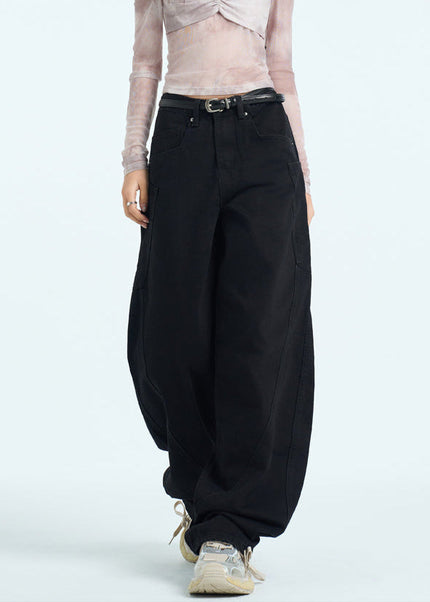 Black Retro Loose Slim Scythe Wide-Leg Pants Women’s - Women’s Jeans