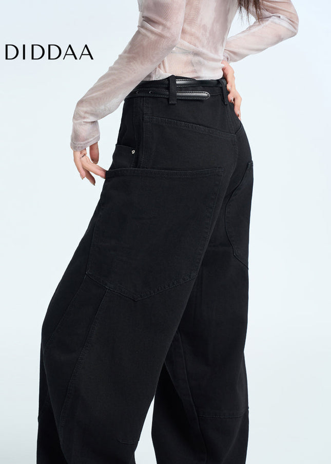 Black Retro Loose Slim Scythe Wide-Leg Pants Women’s - Women’s Jeans