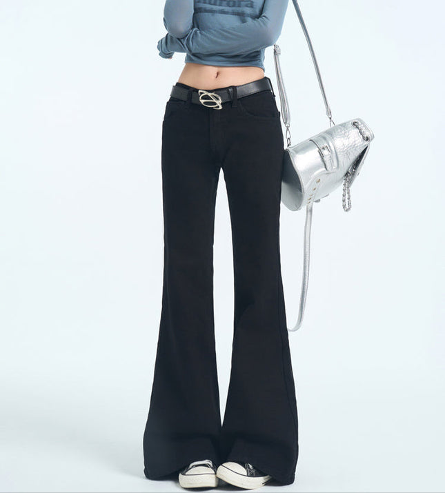Black Retro Low-Rise Flared Pants for Women - Women’s Jeans