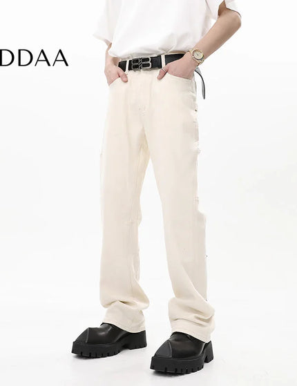 Black Retro Slim Straight-Leg Jeans for Men - S / White - Men’s Jeans