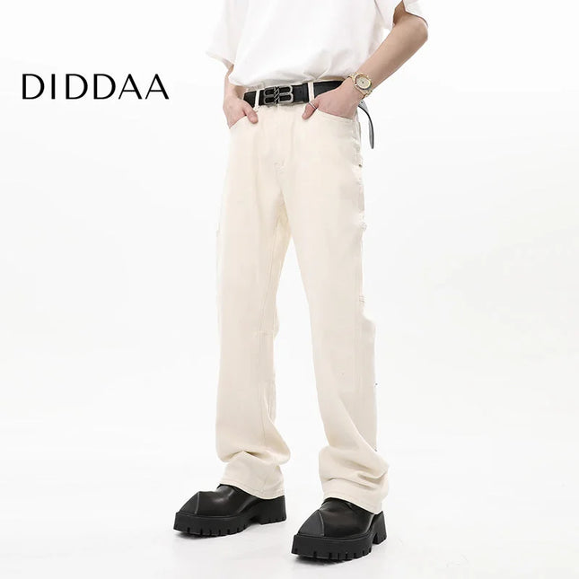 Black Retro Slim Straight-Leg Jeans for Men - S / White - Men’s Jeans