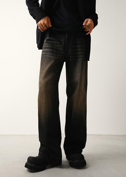 Black Retro Wash Loose Wide-Leg Jeans for Men - Men’s Jeans