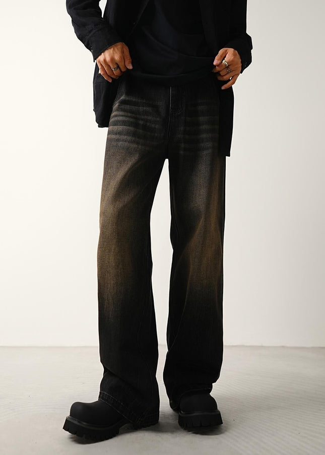 Black Retro Wash Loose Wide-Leg Jeans for Men - Men’s Jeans