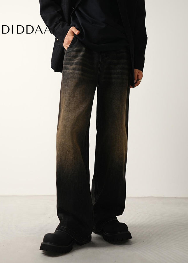 Black Retro Wash Loose Wide-Leg Jeans for Men - Men’s Jeans