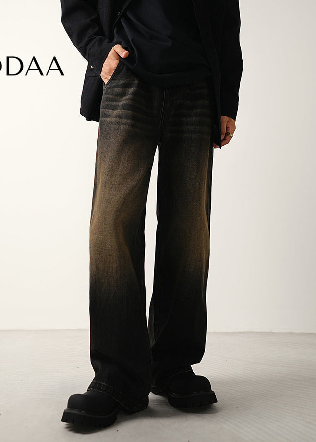 Black Retro Wash Loose Wide-Leg Jeans for Men - S / Black - Men’s Jeans